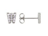 White Cubic Zirconia Rhodium Over Sterling Silver M Earrings 0.34ctw