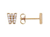 White Cubic Zirconia 18K Yellow Gold Over Sterling Silver M Earrings 0.34ctw