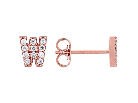 White Cubic Zirconia 18K Rose Gold Over Sterling Silver M Earrings 0.34ctw