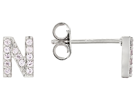 White Cubic Zirconia Rhodium Over Sterling Silver N Earrings 0.23ctw