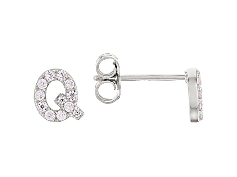 White Cubic Zirconia Rhodium Over Sterling Silver Q Earrings 0.35ctw
