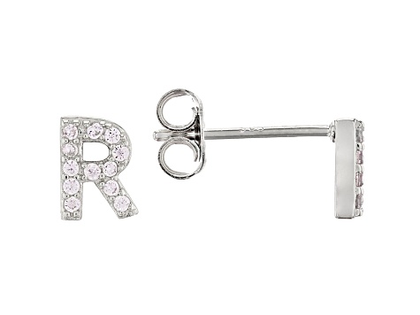 White Cubic Zirconia Rhodium Over Sterling Silver R Earrings 0.21ctw