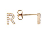 White Cubic Zirconia 18K Yellow Gold Over Sterling Silver R Earrings 0.21ctw