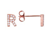 White Cubic Zirconia 18K Rose Gold Over Sterling Silver R Earrings 0.21ctw