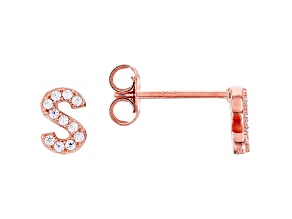 White Cubic Zirconia 18K Rose Gold Over Sterling Silver S Earrings 0.19ctw
