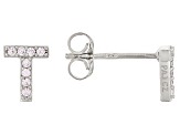 White Cubic Zirconia Rhodium Over Sterling Silver T Earrings 0.14ctw