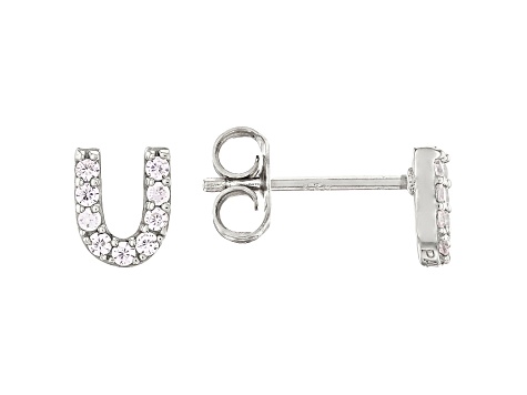 White Cubic Zirconia Rhodium Over Sterling Silver U Earrings 0.28ctw