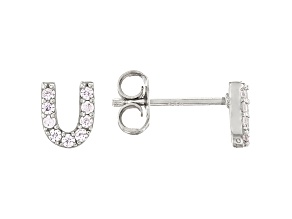 White Cubic Zirconia Rhodium Over Sterling Silver U Earrings 0.28ctw