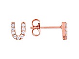 White Cubic Zirconia 18K Rose Gold Over Sterling Silver U Earrings 0.28ctw