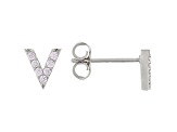 White Cubic Zirconia Rhodium Over Sterling Silver V Earrings 0.22ctw