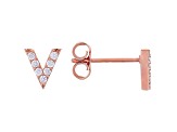 White Cubic Zirconia 18K Rose Gold Over Sterling Silver V Earrings 0.22ctw