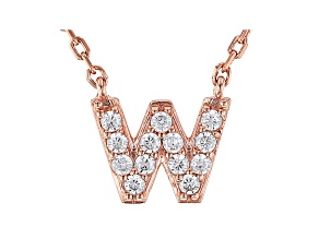 White Cubic Zirconia 18K Rose Gold Over Sterling Silver W Necklace 0.20ctw