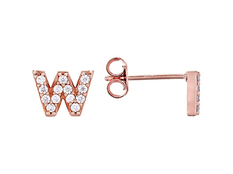 White Cubic Zirconia 18K Rose Gold Over Sterling Silver W Earrings 0.40ctw