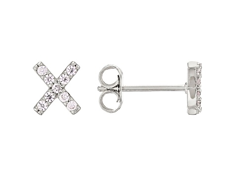 White Cubic Zirconia Rhodium Over Sterling Silver X Earrings 0.28ctw
