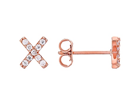 White Cubic Zirconia 18K Rose Gold Over Sterling Silver X Earrings 0.28ctw