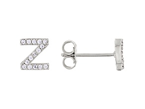 White Cubic Zirconia Rhodium Over Sterling Silver Z Earrings 0.27ctw