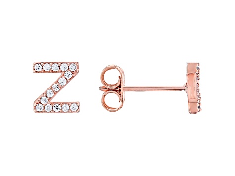 White Cubic Zirconia 18K Rose Gold Over Sterling Silver Z Earrings 0.27ctw