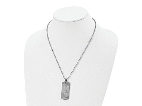 Black Cubic Zirconia Stainless Steel Men's Pendant With Chain