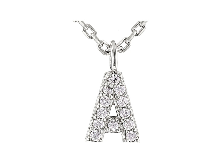 White Cubic Zirconia Rhodium Over Sterling Silver A Necklace 0.10ctw