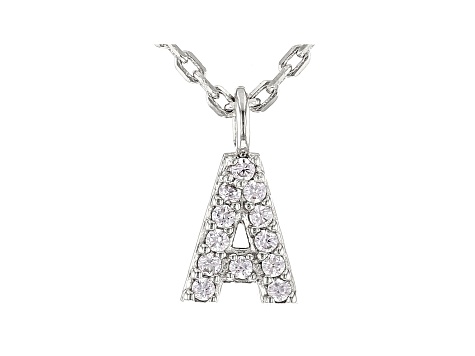 White Cubic Zirconia Rhodium Over Sterling Silver A Necklace 0.10ctw