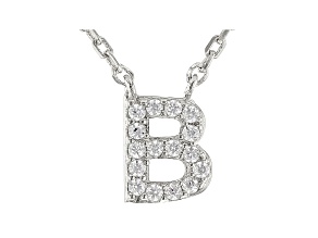White Cubic Zirconia Rhodium Over Sterling Silver B Necklace 0.14ctw