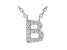 White Cubic Zirconia Rhodium Over Sterling Silver B Necklace 0.14ctw