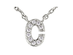 White Cubic Zirconia Rhodium Over Sterling Silver C Necklace 0.09ctw
