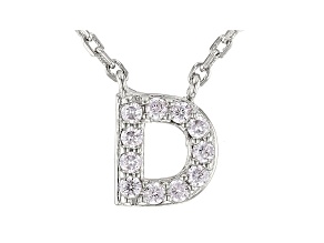 White Cubic Zirconia Rhodium Over Sterling Silver D Necklace 0.17ctw