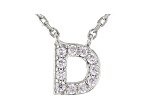 White Cubic Zirconia Rhodium Over Sterling Silver D Necklace 0.17ctw