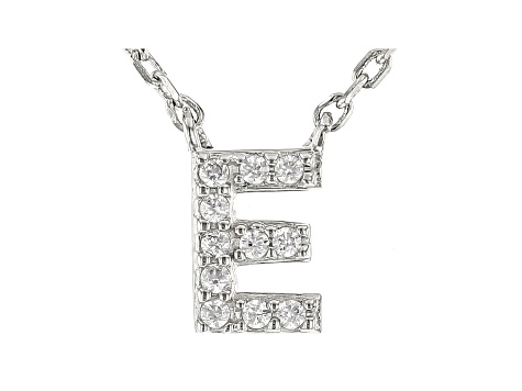 White Cubic Zirconia Rhodium Over Sterling Silver E Necklace 0.09ctw