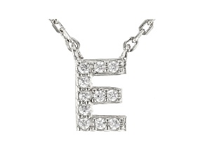 White Cubic Zirconia Rhodium Over Sterling Silver E Necklace 0.09ctw
