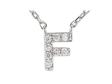 White Cubic Zirconia Rhodium Over Sterling Silver F Necklace 0.12ctw