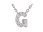 White Cubic Zirconia Rhodium Over Sterling Silver G Necklace 0.14ctw