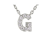 White Cubic Zirconia Rhodium Over Sterling Silver G Necklace 0.14ctw