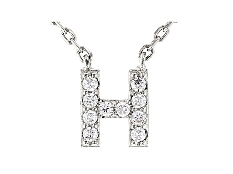 White Cubic Zirconia Rhodium Over Sterling Silver H Necklace 0.15ctw