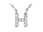 White Cubic Zirconia Rhodium Over Sterling Silver H Necklace 0.15ctw