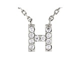 White Cubic Zirconia Rhodium Over Sterling Silver H Necklace 0.15ctw