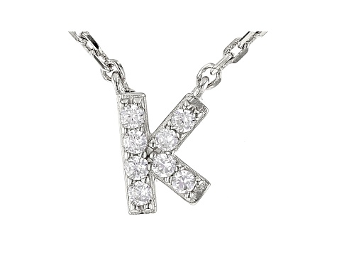 White Cubic Zirconia Rhodium Over Sterling Silver K Necklace 0.12ctw