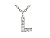 White Cubic Zirconia Rhodium Over Sterling Silver L Necklace 0.09ctw
