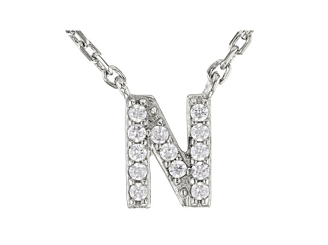 White Cubic Zirconia Rhodium Over Sterling Silver N Necklace 0.11ctw