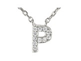 White Cubic Zirconia Rhodium Over Sterling Silver P Necklace 0.09ctw