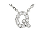 White Cubic Zirconia Rhodium Over Sterling Silver Q Necklace 0.16ctw