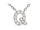 White Cubic Zirconia Rhodium Over Sterling Silver Q Necklace 0.17ctw