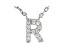 White Cubic Zirconia Rhodium Over Sterling Silver R Necklace 0.10ctw