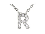 White Cubic Zirconia Rhodium Over Sterling Silver R Necklace 0.10ctw