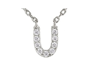 White Cubic Zirconia Rhodium Over Sterling Silver U Necklace 0.18ctw