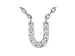 White Cubic Zirconia Rhodium Over Sterling Silver U Necklace 0.18ctw