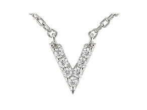 White Cubic Zirconia Rhodium Over Sterling Silver V Necklace 0.11ctw