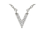 White Cubic Zirconia Rhodium Over Sterling Silver V Necklace 0.11ctw