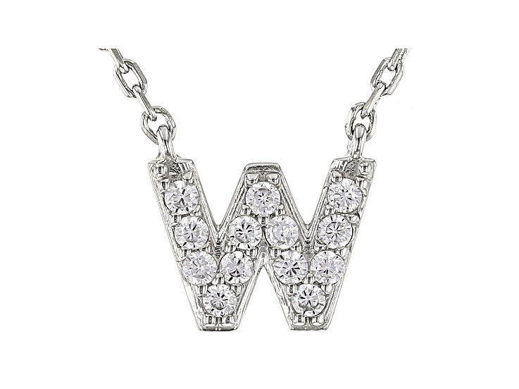 White Cubic Zirconia Rhodium Over Sterling Silver W Necklace 0.20ctw